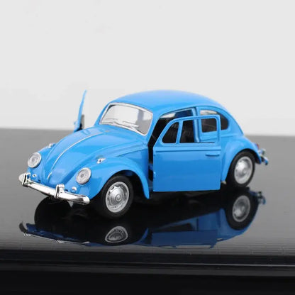Volkswagen Beetle 1:36 – Metalowy Model Samochodu z Otwieranymi Drzwiami i Mechanizmem Cofania - Niebieski