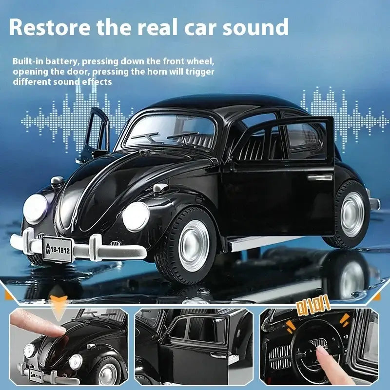 Volkswagen Beetle 1955 1:18 – Metalowy Model z Efektami Dźwiękowymi i Świetlnymi
