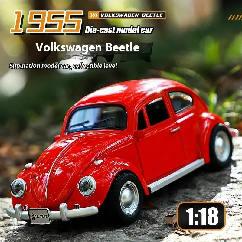 Volkswagen Beetle 1955 1:18 – Metalowy Model z Efektami Dźwiękowymi i Świetlnymi