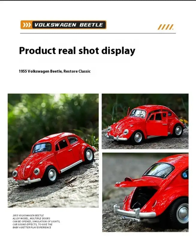 Volkswagen Beetle 1955 1:18 – Metalowy Model z Efektami Dźwiękowymi i Świetlnymi