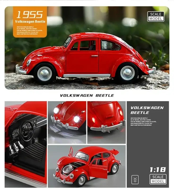 Volkswagen Beetle 1955 1:18 – Metalowy Model z Efektami Dźwiękowymi i Świetlnymi