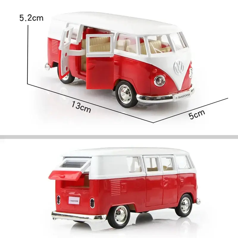 Volkswagen T1 Bus 1/36 – Metalowy Model Samochodu Die-Cast - Czerwony
