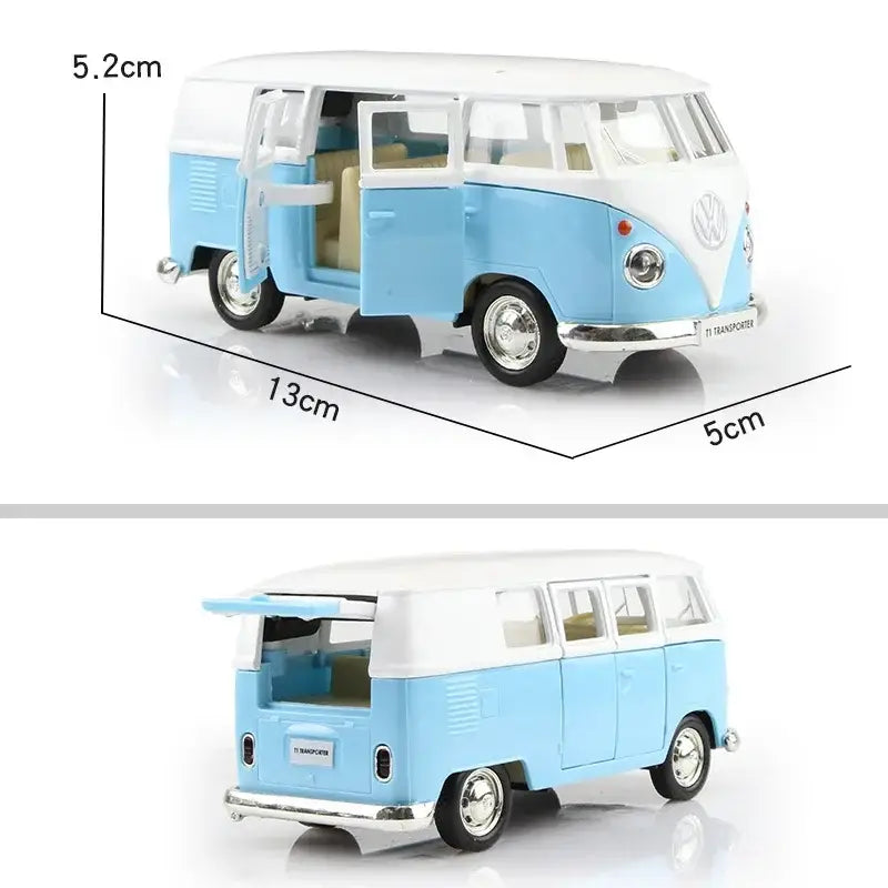 Volkswagen T1 Bus 1/36 – Metalowy Model Samochodu Die-Cast - Niebieski