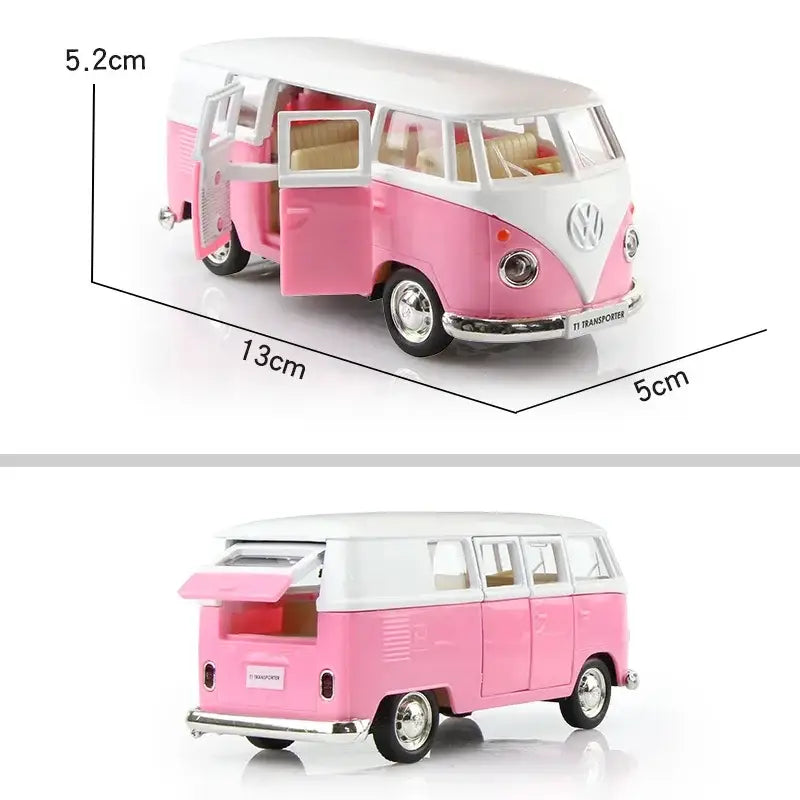 Volkswagen T1 Bus 1/36 – Metalowy Model Samochodu Die-Cast - Różowy