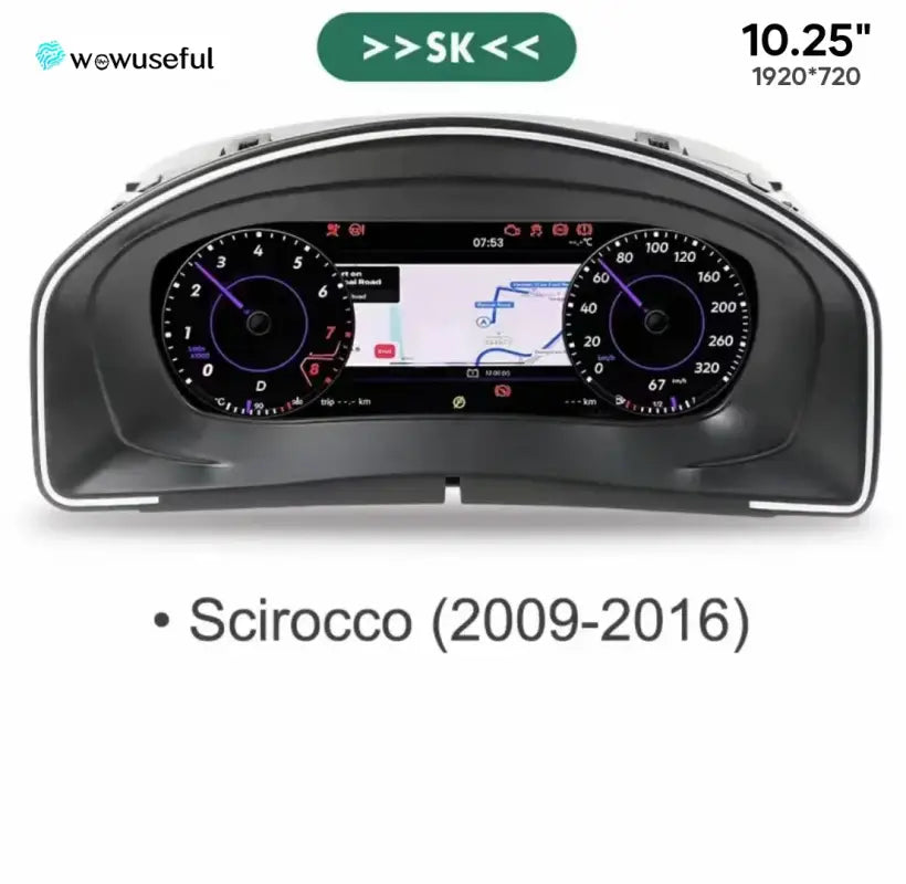 12,3-calowy Cyfrowy Klaster Deski Rozdzielczej do VW Scirocco Jetta Golf 6/7 Passat B8/B7 - Dla Scirocco 09-16 rok