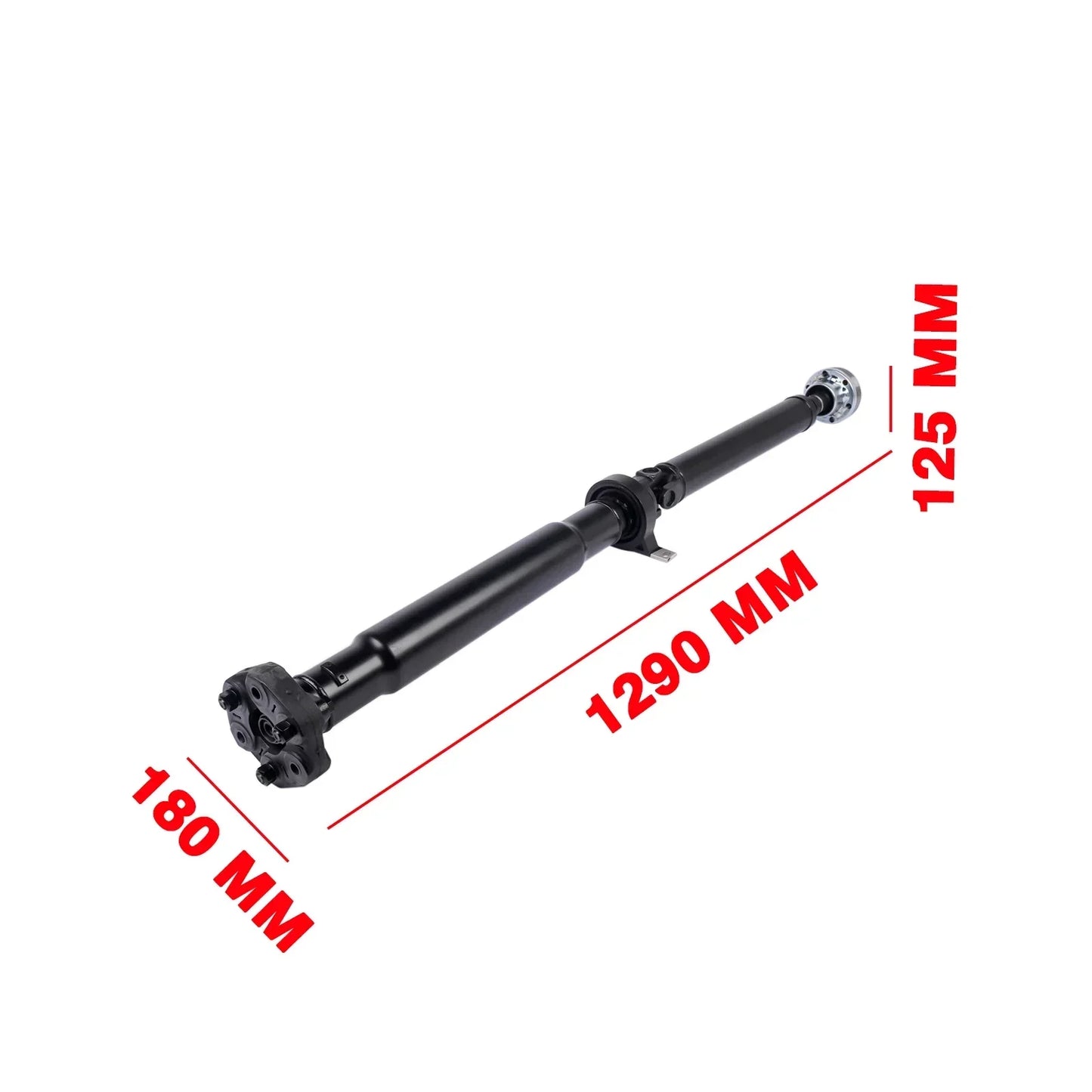 Czarny metalowy wał cardan ap03 o długości 1290 mm do bmw x3 e83 m57n2 z kołnierzem 180 mm i przegubem 125 mm