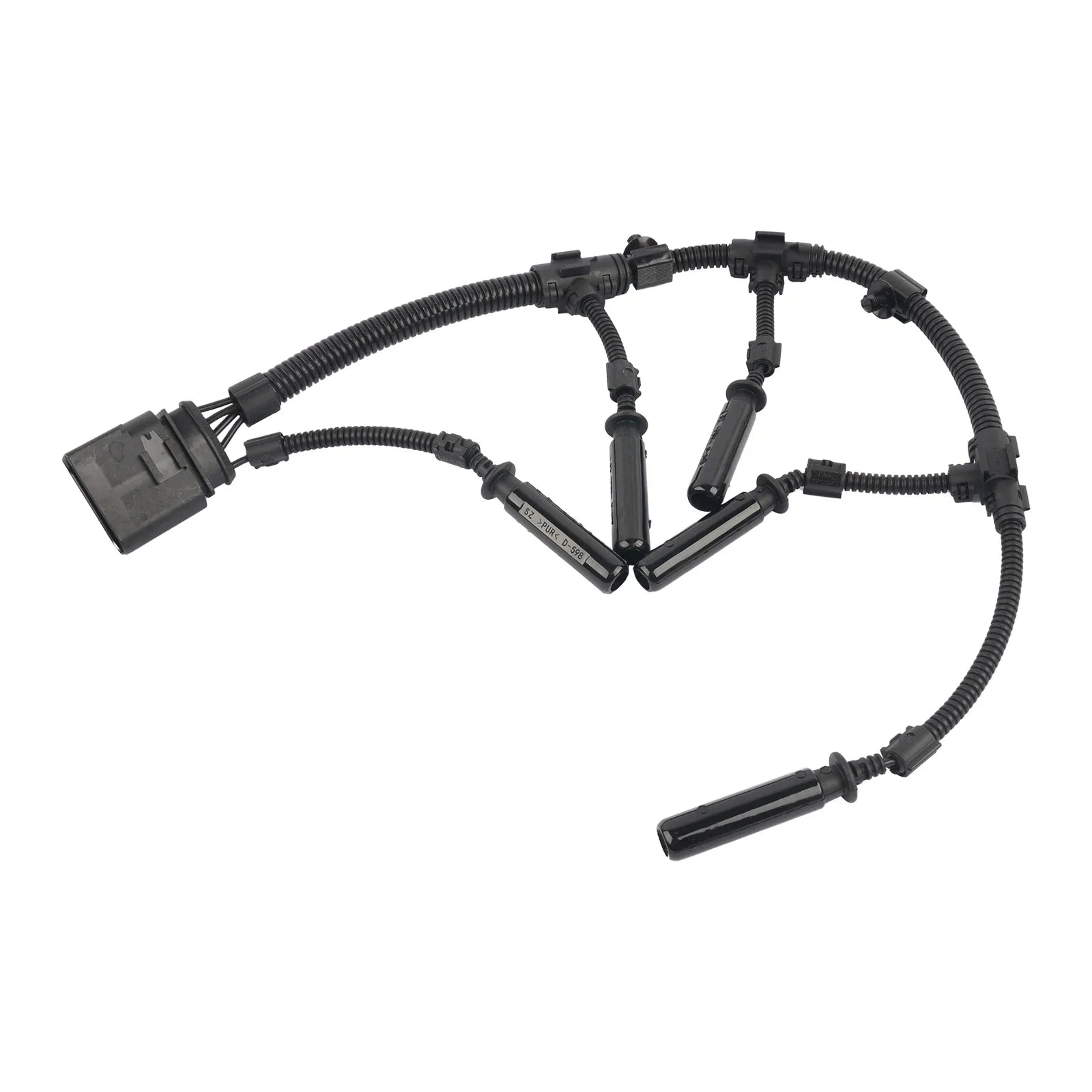 Czarny plastikowy przewód zapłonowy ap01 glow plug bridge z elastyczną rurką i złączkami do vw transporter 2003-2010
