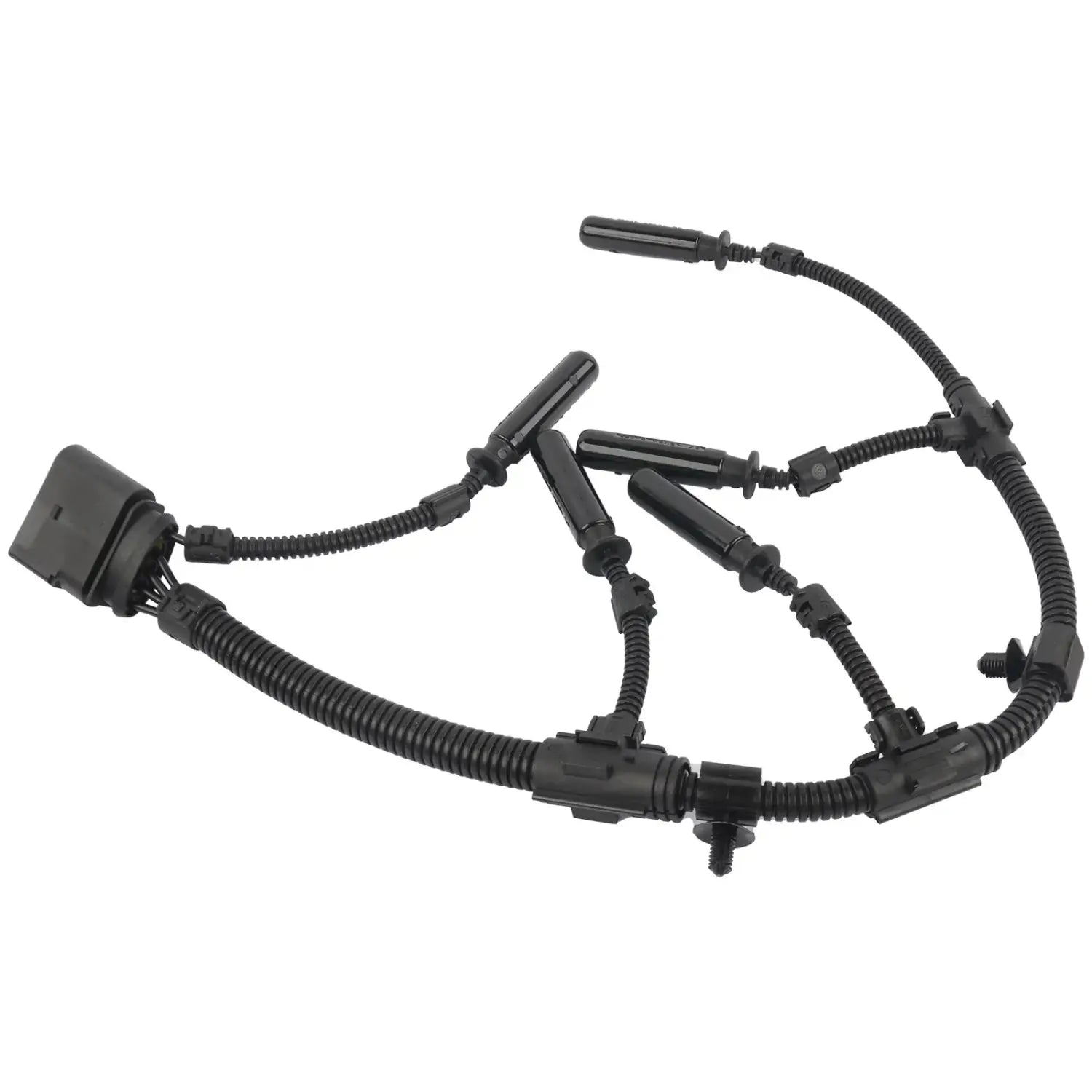 Czarny plastikowy wiązka zapłonowa ap01 z karbowaną rurką i wieloma złączami do vw transporter 2.0 2.5 tdi 2003-2010