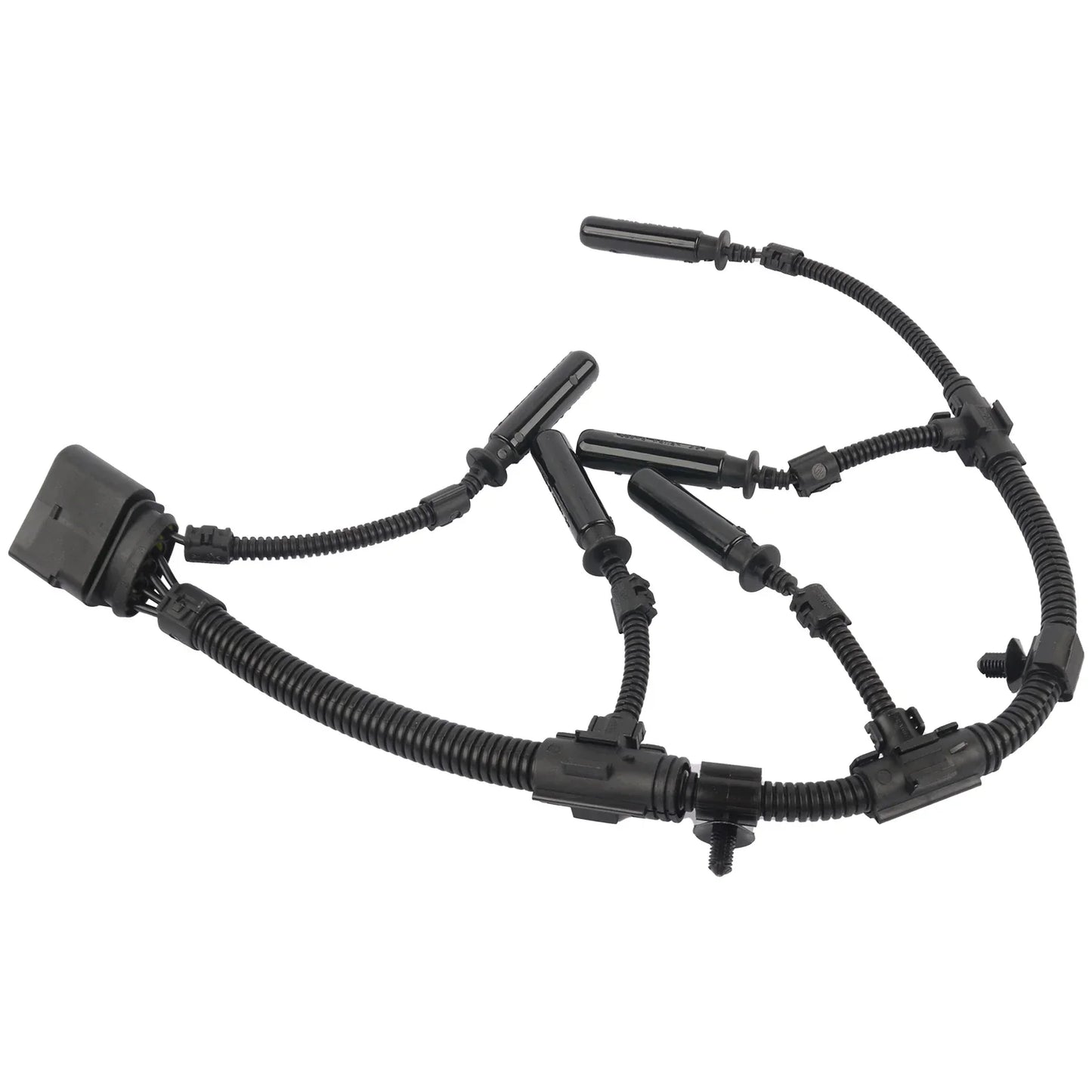 Czarny plastikowy wiązka zapłonowa ap01 z karbowaną rurką i wieloma złączami do vw transporter 2.0 2.5 tdi 2003-2010