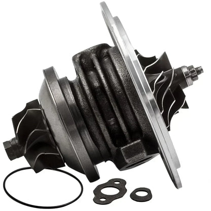 Czarna turbosprężarka wkład chra gt1549s renault 1.9 dci z metalową obudową i gumowymi uszczelkami do silnika f9q