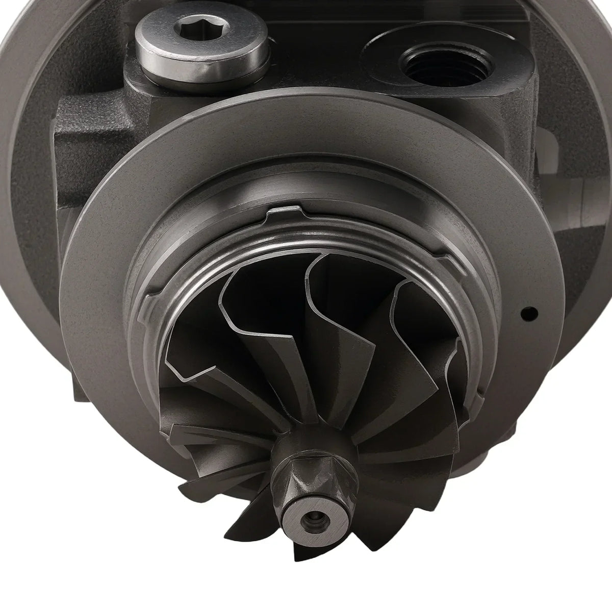 Czarna wstawka turbosprężarki chra z metalowym obudową i precyzyjnie wykonanymi łopatkami do kod silnika cdhb vw golf passat 1.8 tsi 160 km