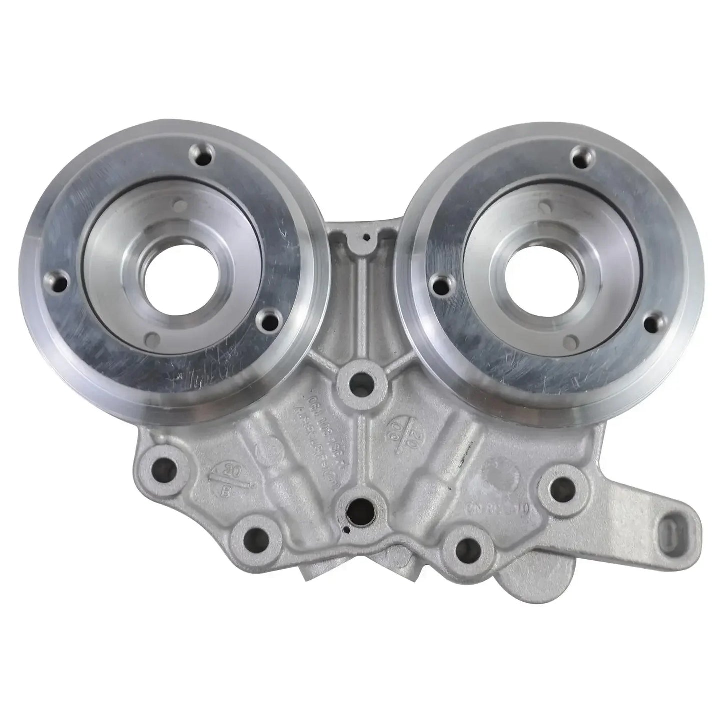 Srebrny metaliczny wspornik łożyska wałka rozrządu z dwoma kołnierzami i wieloma otworami na śruby 06l103144f 06j103166h for audi