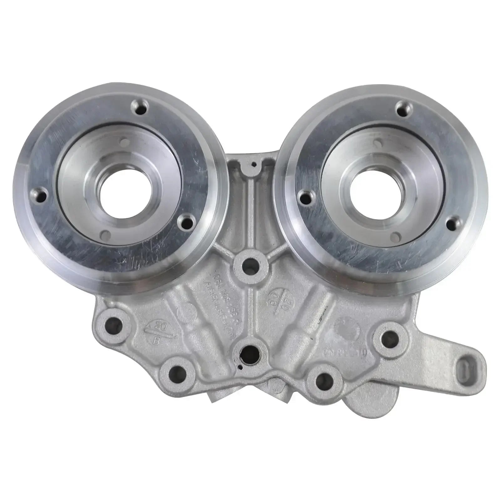 Srebrny metaliczny wspornik łożyska wałka rozrządu z dwoma kołnierzami i wieloma otworami na śruby 06l103144f 06j103166h for audi