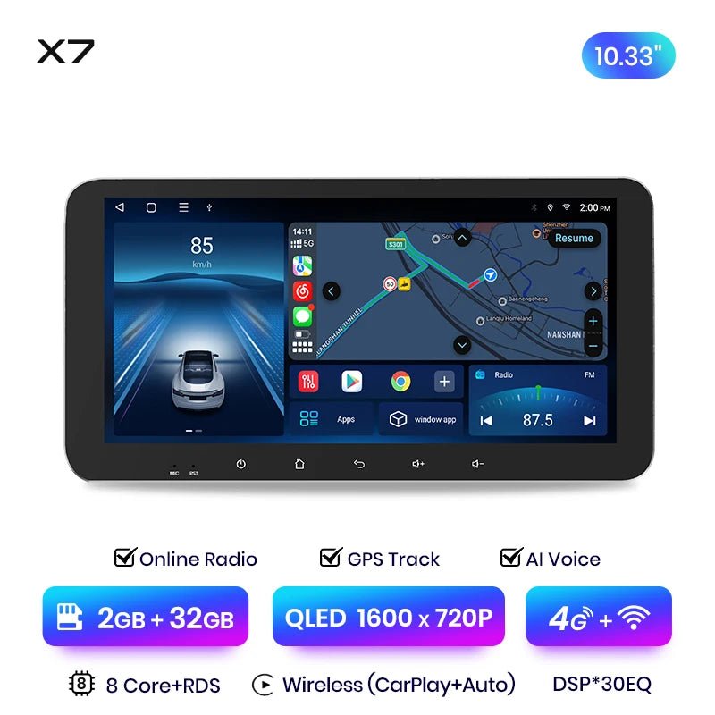 X7 MAX 13.1” 2K AI Voice Wireless CarPlay/Android Auto Radio for Peugeot 508/508SW (2011 - 2018) - Multigenus