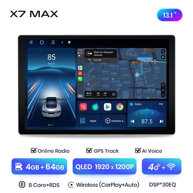 X7 MAX 13.1” 2K Radio Samochodowe z Sztuczną Inteligencją, Bezprzewodowe CarPlay & Android Auto do Opel Astra K (2015 - 2019) - Najlepsze Multimedialne Doświadczenie - Multigenus