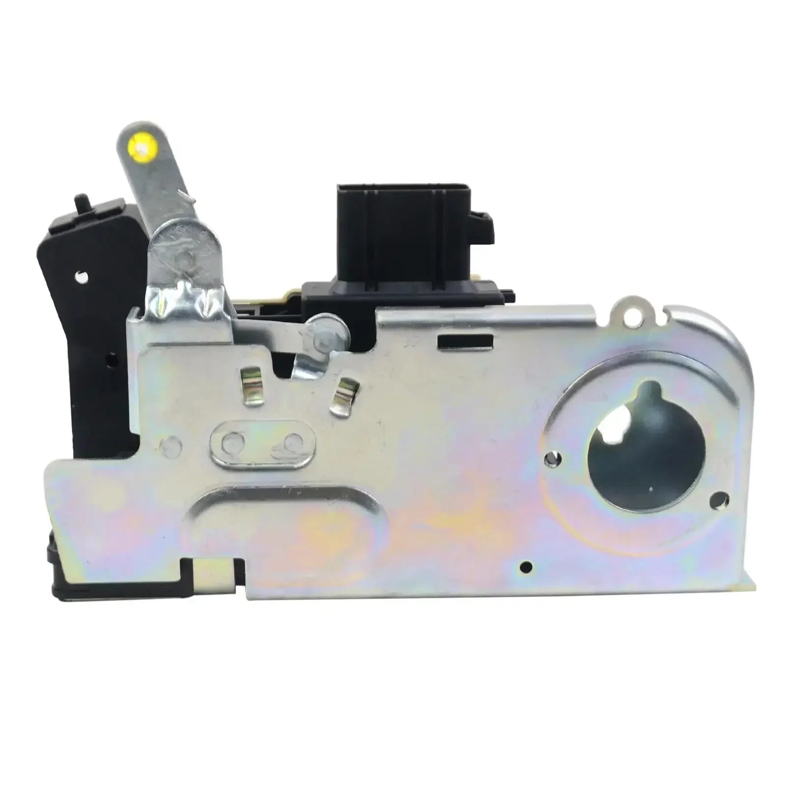 Zamek zatrzask do tylnych drzwi ford transit mk6 mk7 2000-2014 srebrny metal z czarnymi elementami i żółtą kontrolką
