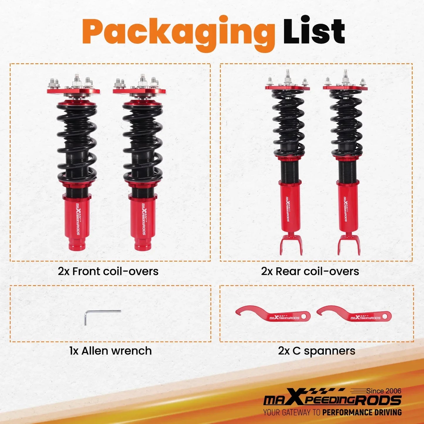 MaXpeedingrods Coilover Adj. Dämparsänkningssats För HONDA PRELUDE 92-01