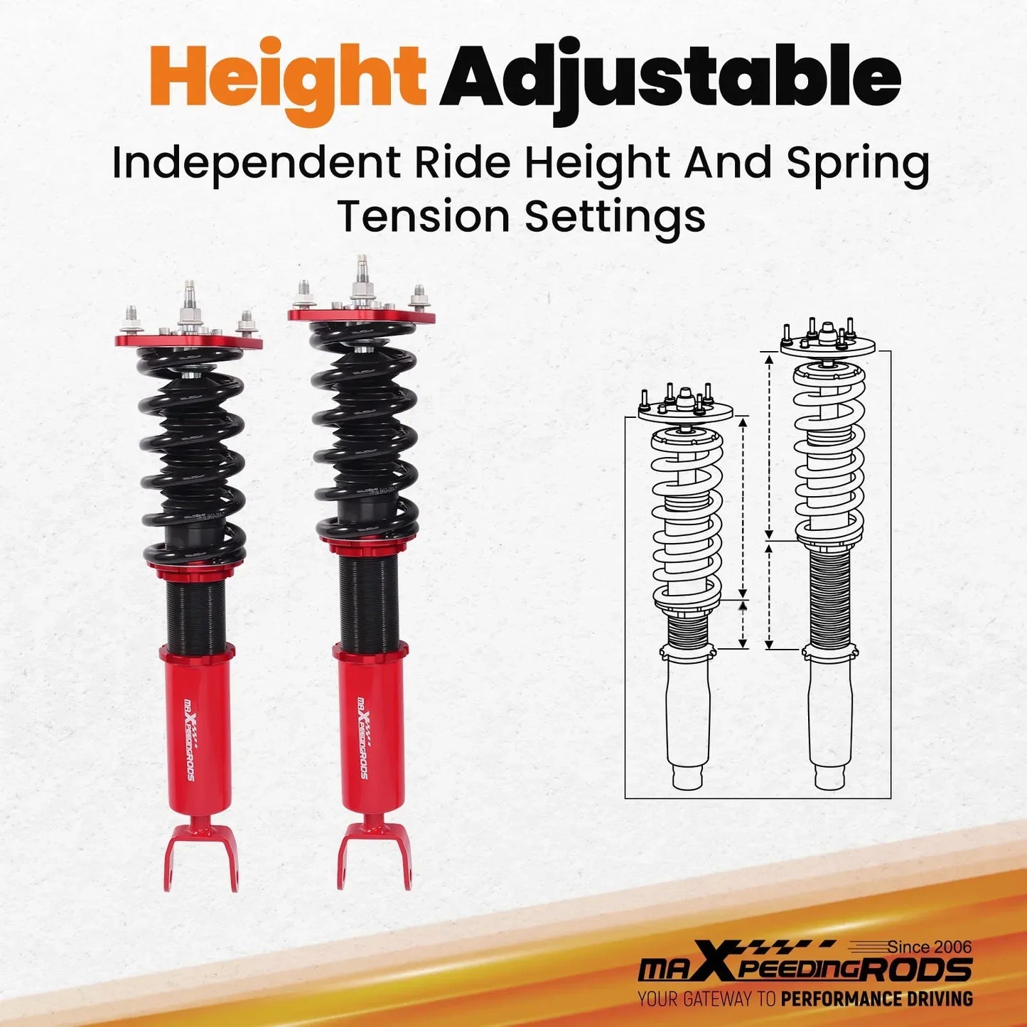 MaXpeedingrods Coilover Adj. Dämparsänkningssats För HONDA PRELUDE 92-01