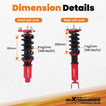 MaXpeedingrods Coilover Adj. Dämparsänkningssats För HONDA PRELUDE 92-01
