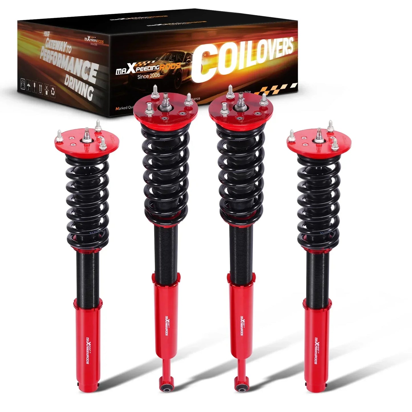 Czerwono czarne zawieszenie coilover do mercedesa s klasy w220 s430 s500 z regulacją wysokości i sportowym designem