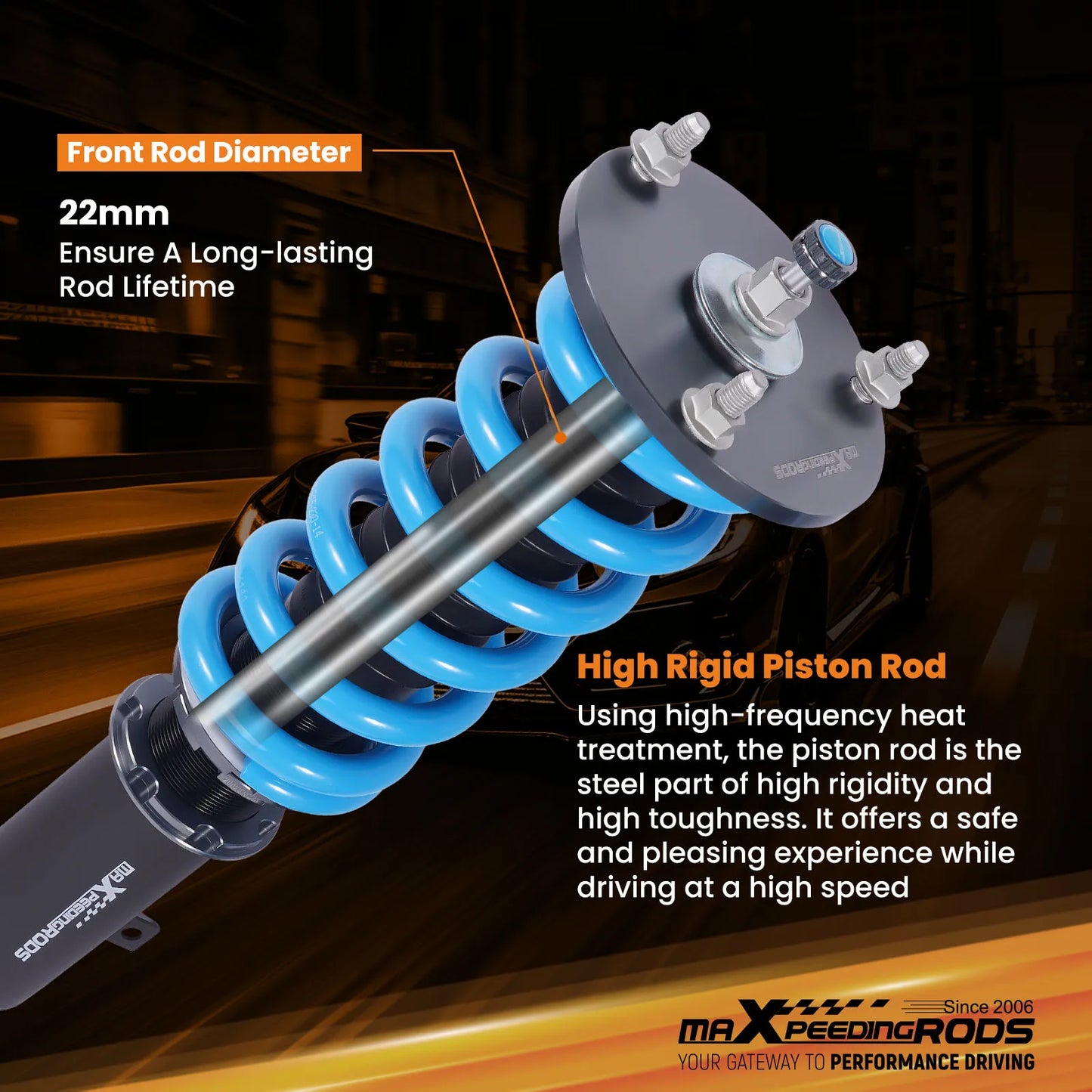 MaXpeedingrods Kit de suspension d'abaissement T6 Coilovers pour Toyota Supra MKII 86-93