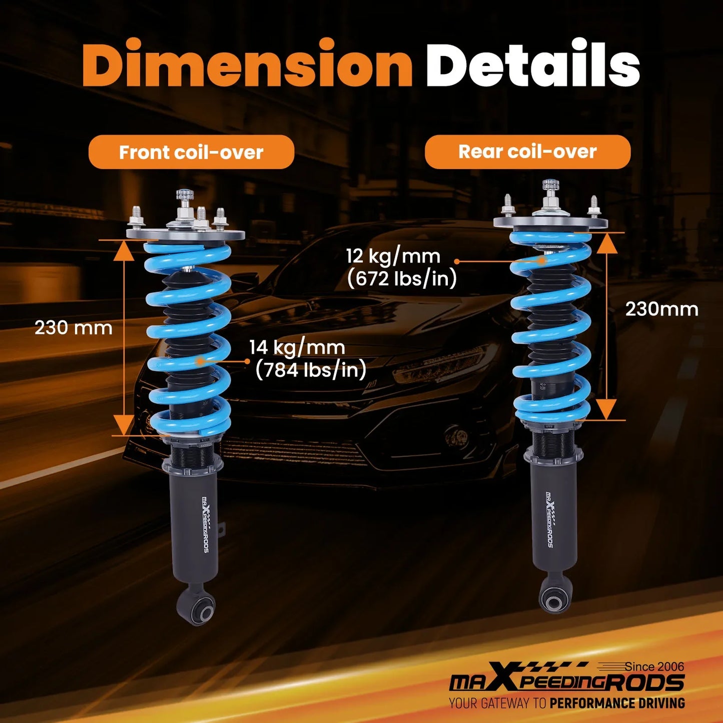 MaXpeedingrods Kit de suspension d'abaissement T6 Coilovers pour Toyota Supra MKII 86-93