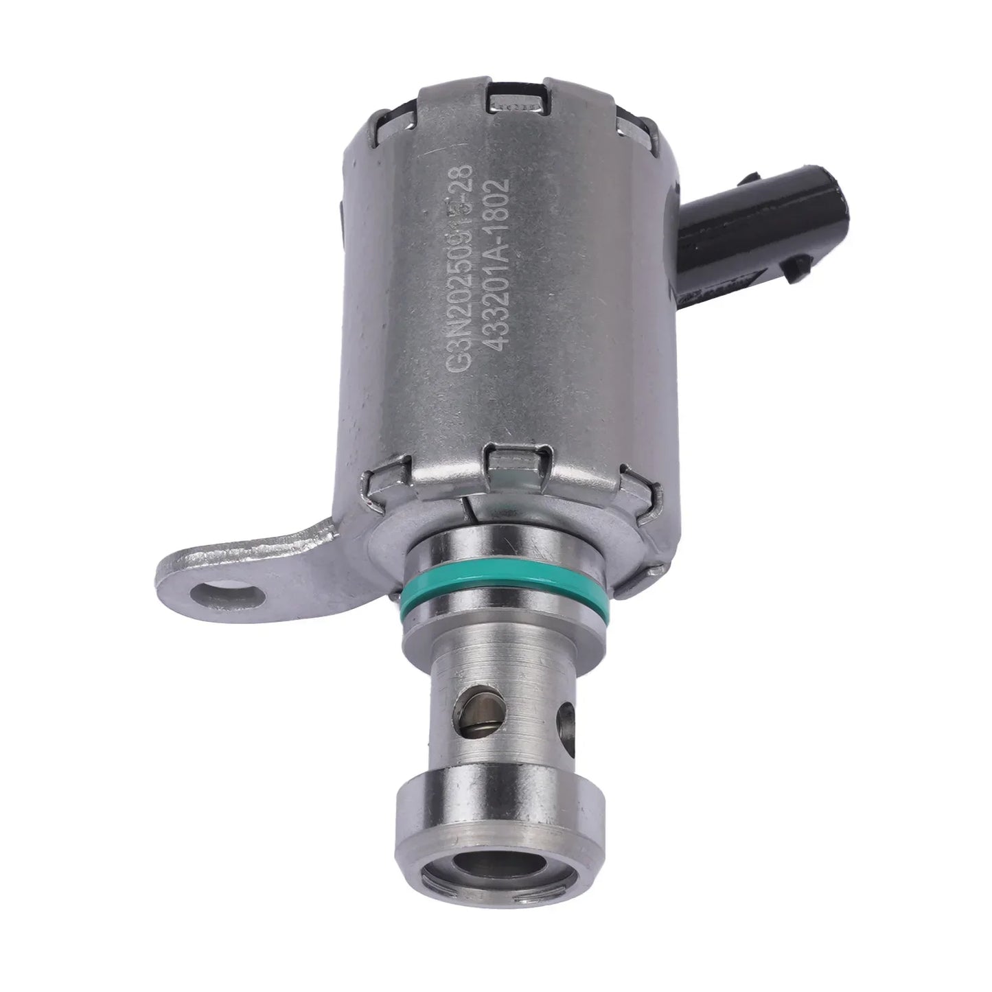 Srebrny metaliczny zawór solenoidowy ap03 z czarnym plastikowym konektorem i turkusową uszczelką do range rover sport l494 diesel