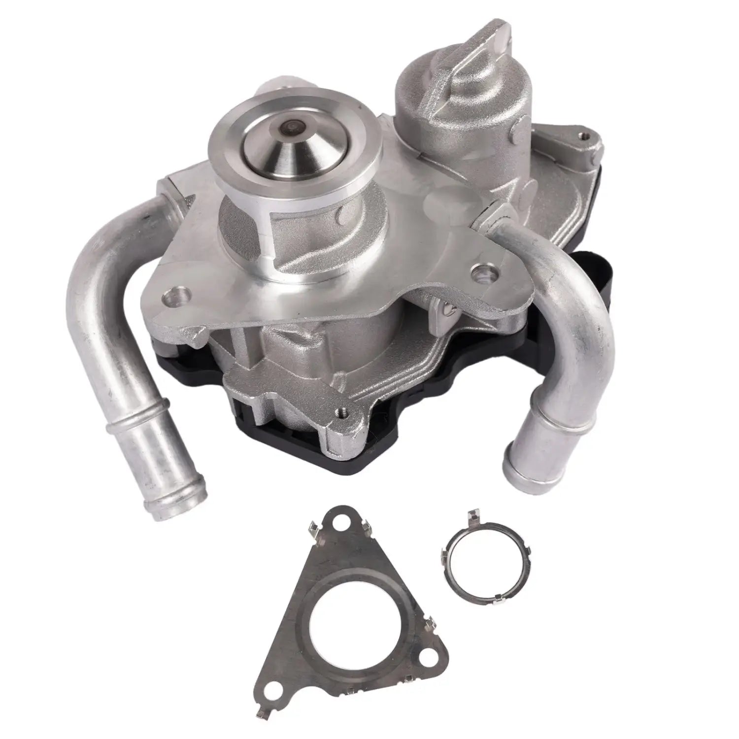 Srebrna aluminiowa pompa wody z czarną gumową uszczelką i metalowym pierścieniem do zaworu egr 04l131501n dla vw audi seat skoda