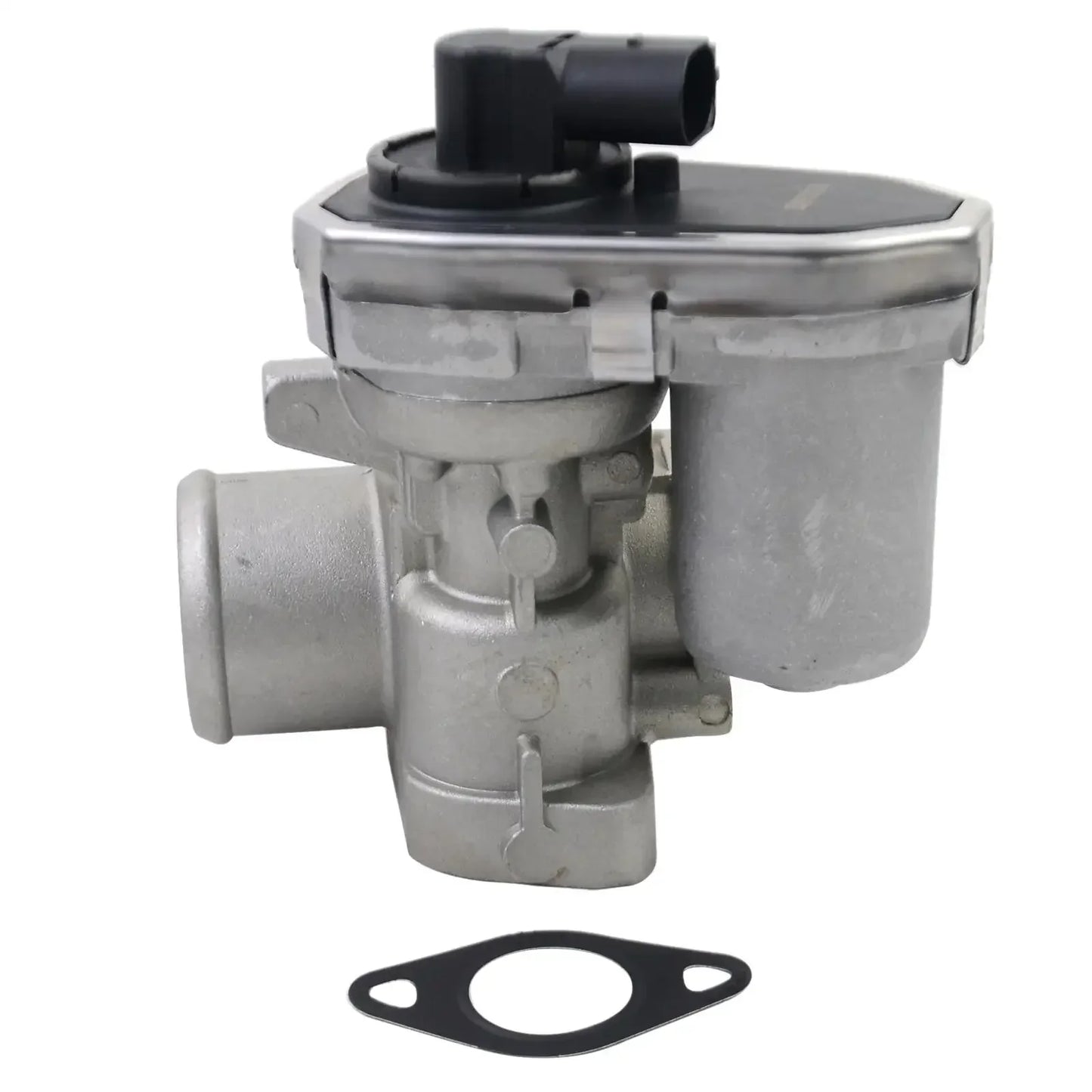 Srebrny metaliczny zawór egr z czarnym plastikowym łącznikiem i kołnierzem do jaguar x-type ford mondeo mk iii 2.2d diesel
