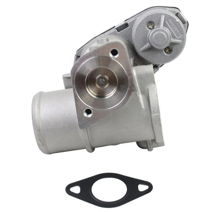 Srebrny metaliczny turboładowarka z okrągłą kołnierzem i otworami na śruby z czarną gumową uszczelką do jaguar x-type i ford mondeo mk iii