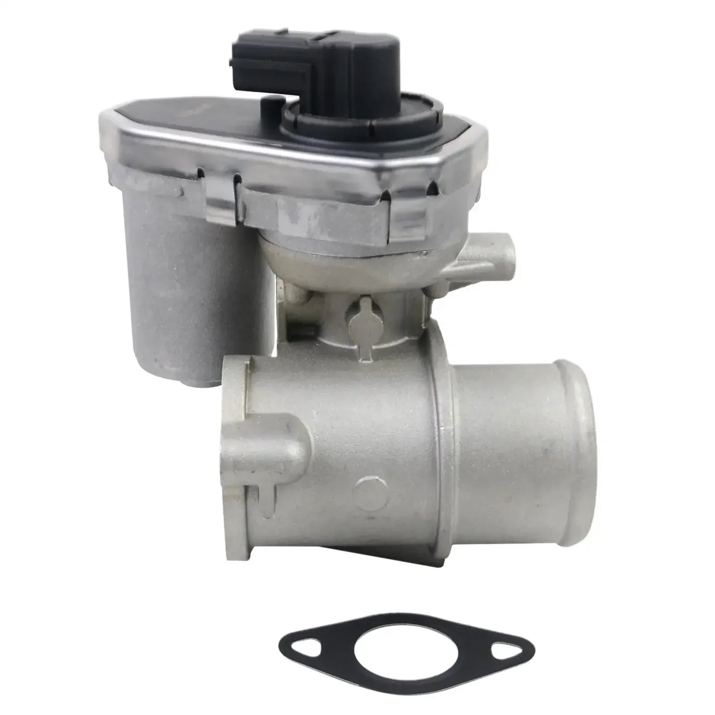 Srebrny metaliczny zawór egr z czarną plastikową nakładką i uszczelką do jaguar x-type ford mondeo mk iii 2.2d diesel