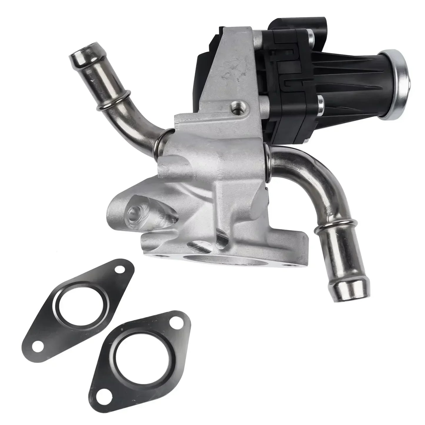 Srebrny metaliczny czujnik temperatury płynu chłodzącego z czarną obudową na ford transit tdci diesel