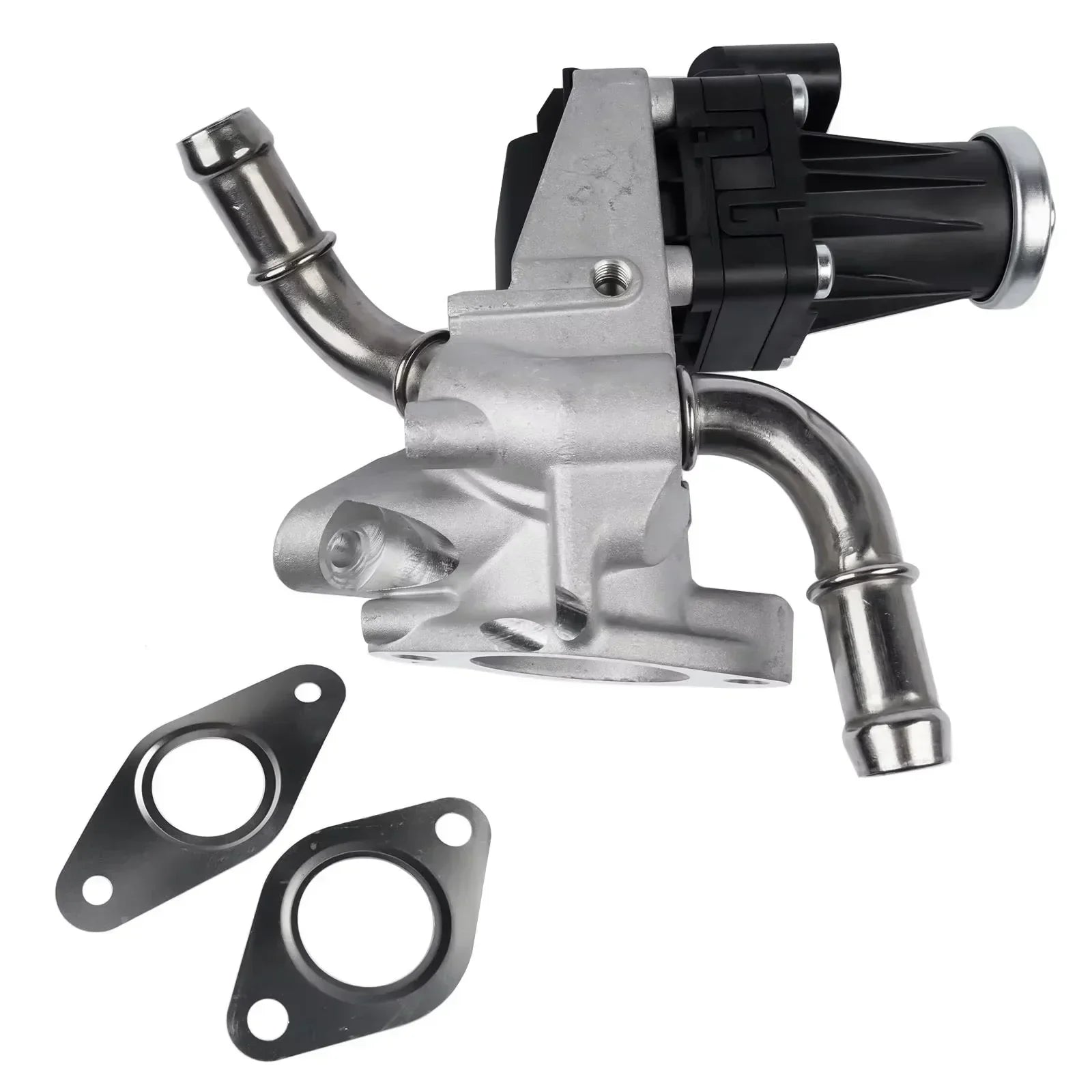 Srebrny metaliczny czujnik temperatury płynu chłodzącego z czarną obudową na ford transit tdci diesel