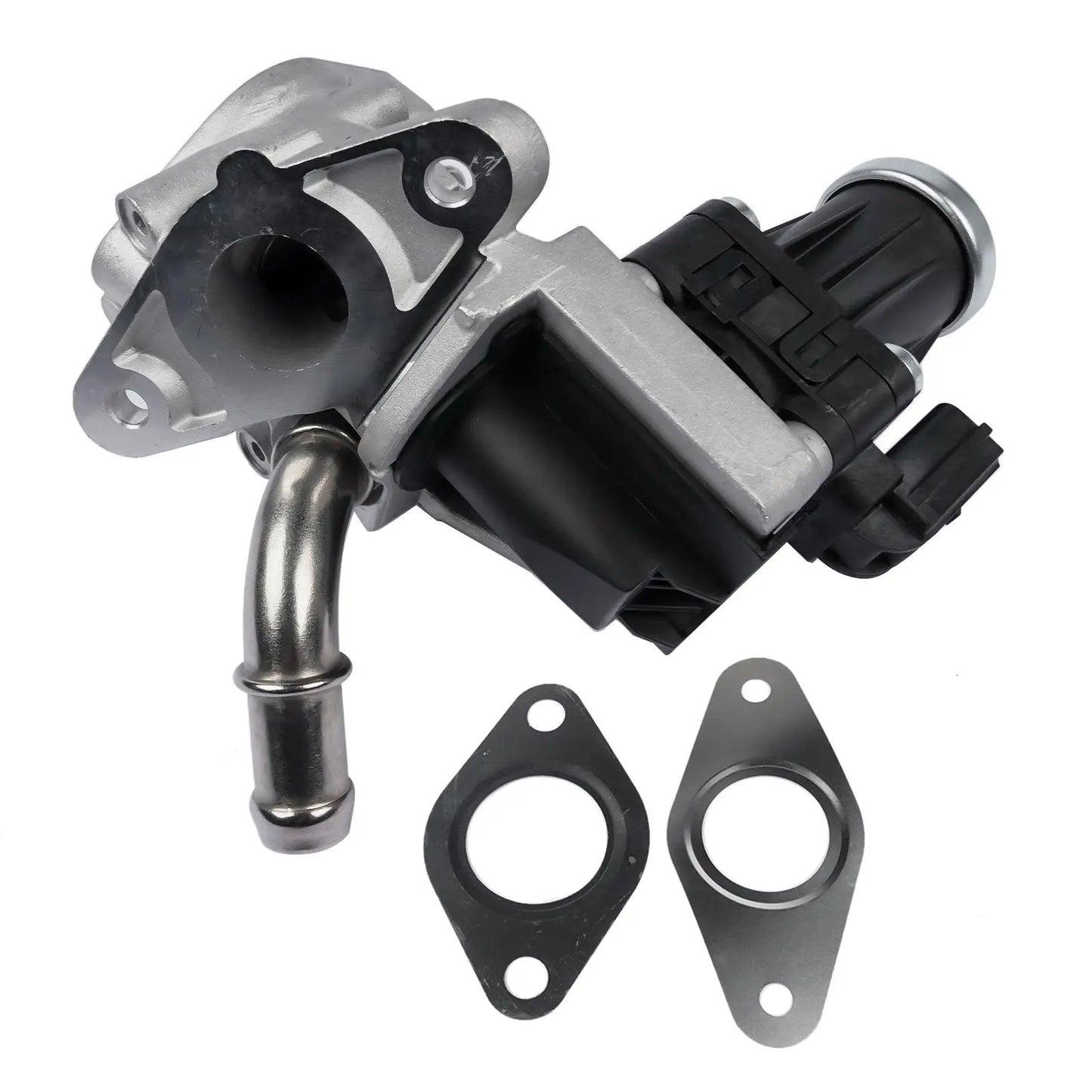 Silver and black metallic egr valve with pipe for ford transit tdci diesel mk7 2.2 2006-2014 model