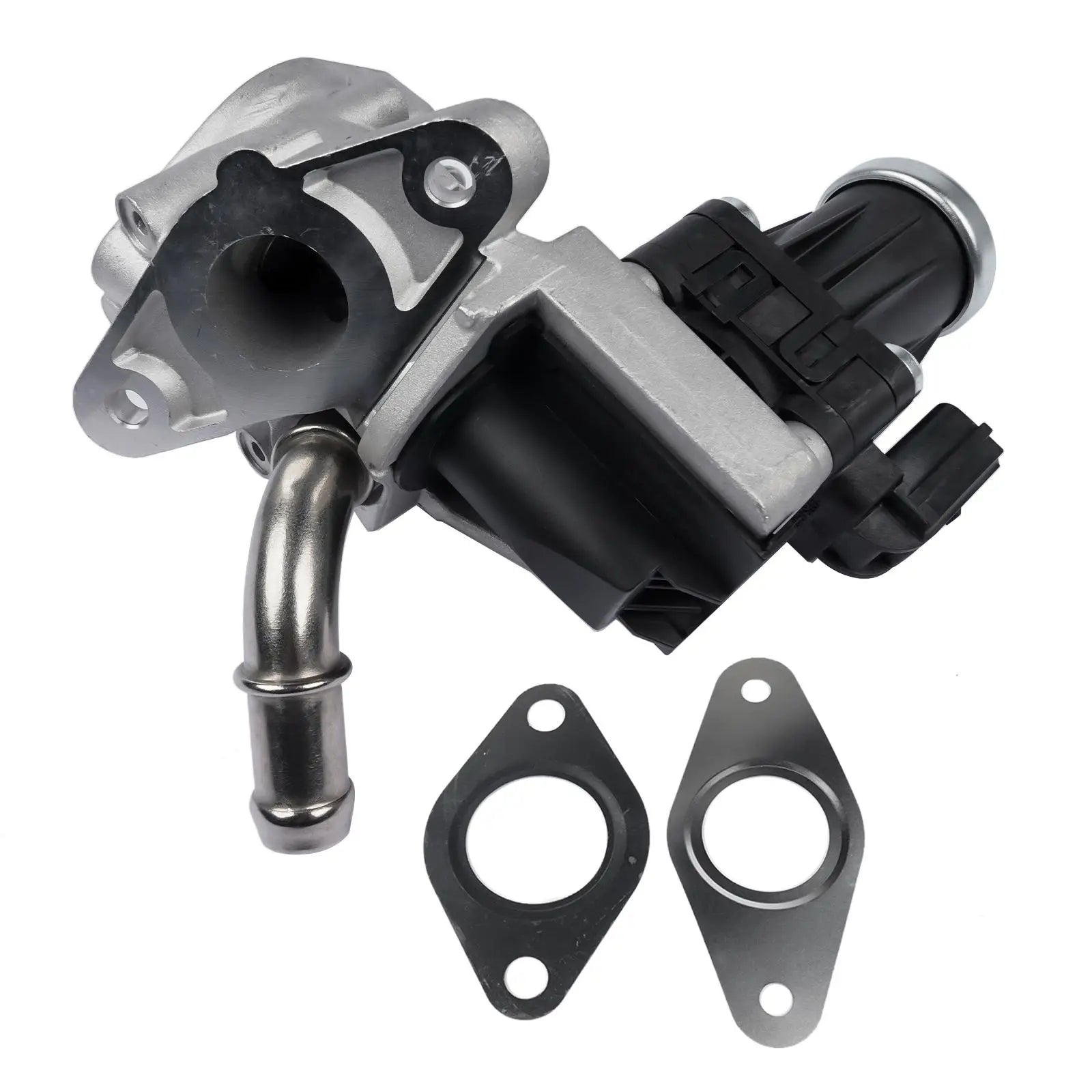 Silver and black metallic egr valve with pipe for ford transit tdci diesel mk7 2.2 2006-2014 model