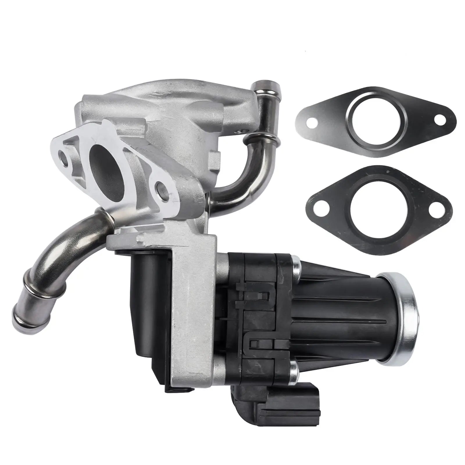 Srebrno czarna metaliczna przepustnica z elektrycznym siłownikiem do ford transit tdci diesel 2006-2014