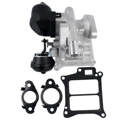 Metaliczny srebrny turboładowacz z czarnymi plastikowymi elementami i uszczelkami do volvo s60 zawór egr gas recirculation valve
