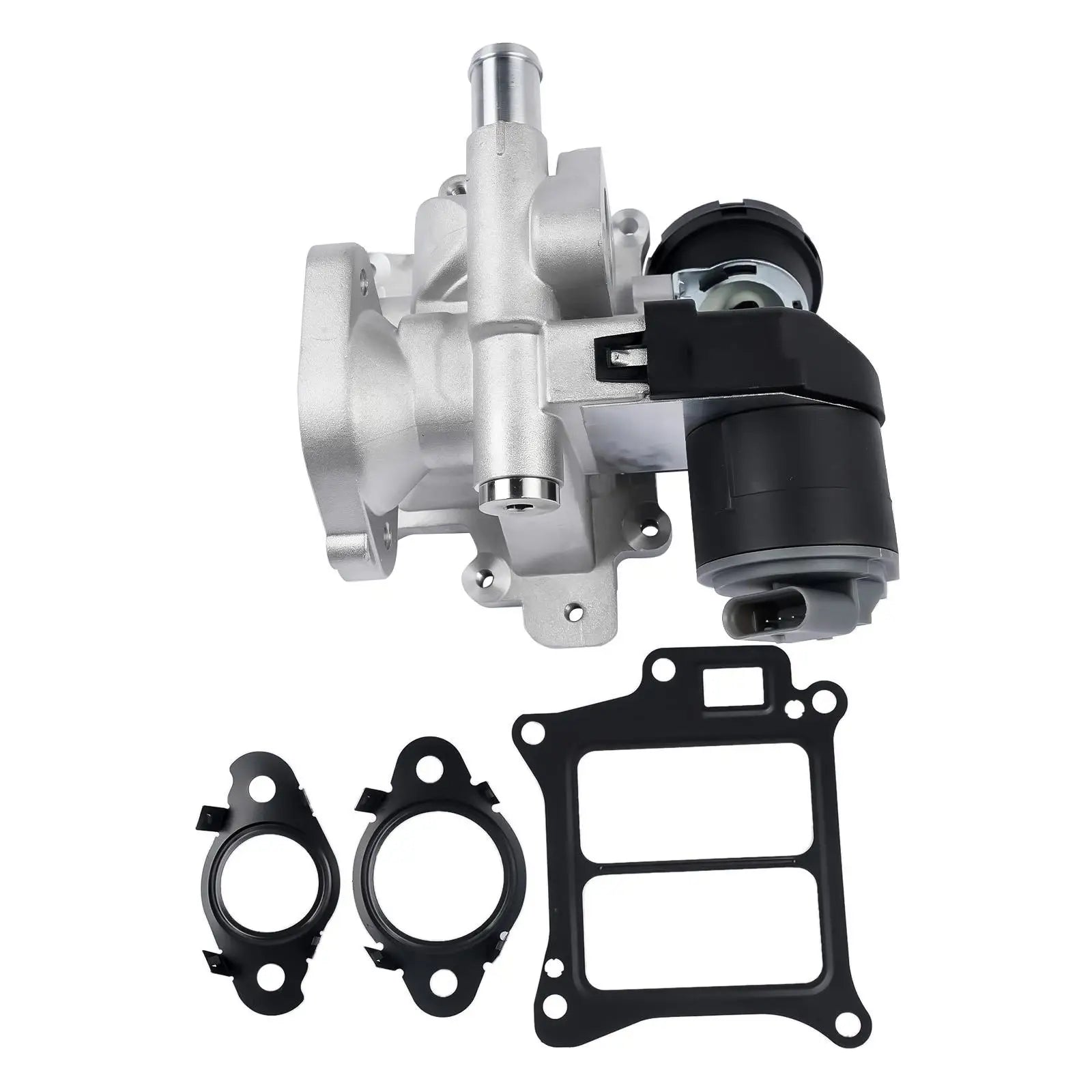 Srebrna aluminiowa pompa wody z czarnym silnikiem elektrycznym i uszczelkami do volvo s60 zawór egr gas recirculation valve