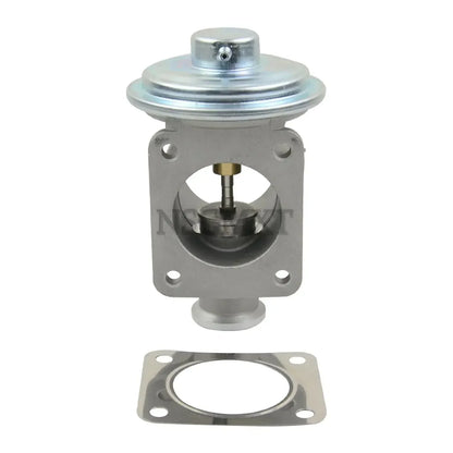 Srebrny metaliczny zawór egr ap03 z okrągłą pokrywą i kołnierzową podstawą z uszczelką do land rover freelander