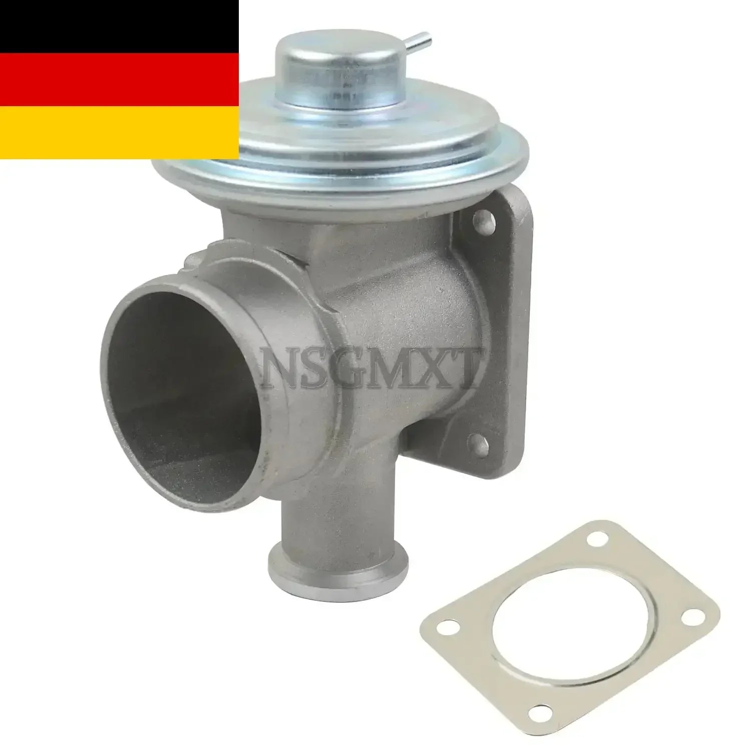 Srebrny metalowy zawór egr ap03 z kołnierzem i gwintowanymi portami do land rover freelander td4 2 0