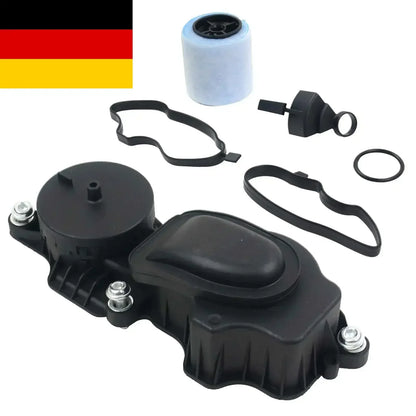 Czarna plastikowa miska olejowa zintegrowana z uszczelką i śrubami do zaworu odmy silnika bmw e90 e60 e46