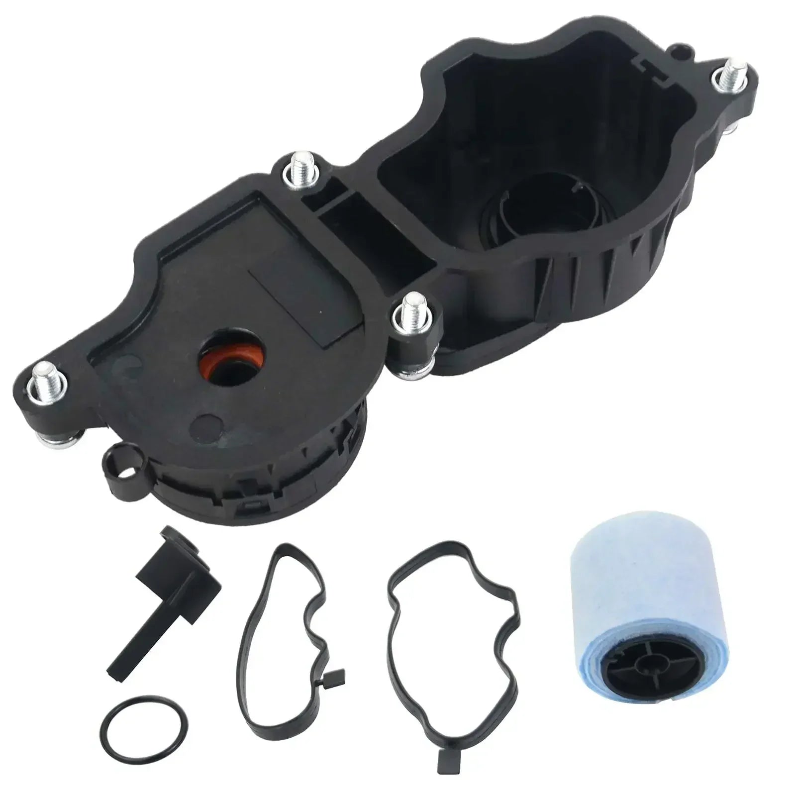 Black plastic housing zawór odmy silnika with silver bolts gaskets o-rings and blue filter for bmw odmy silnika