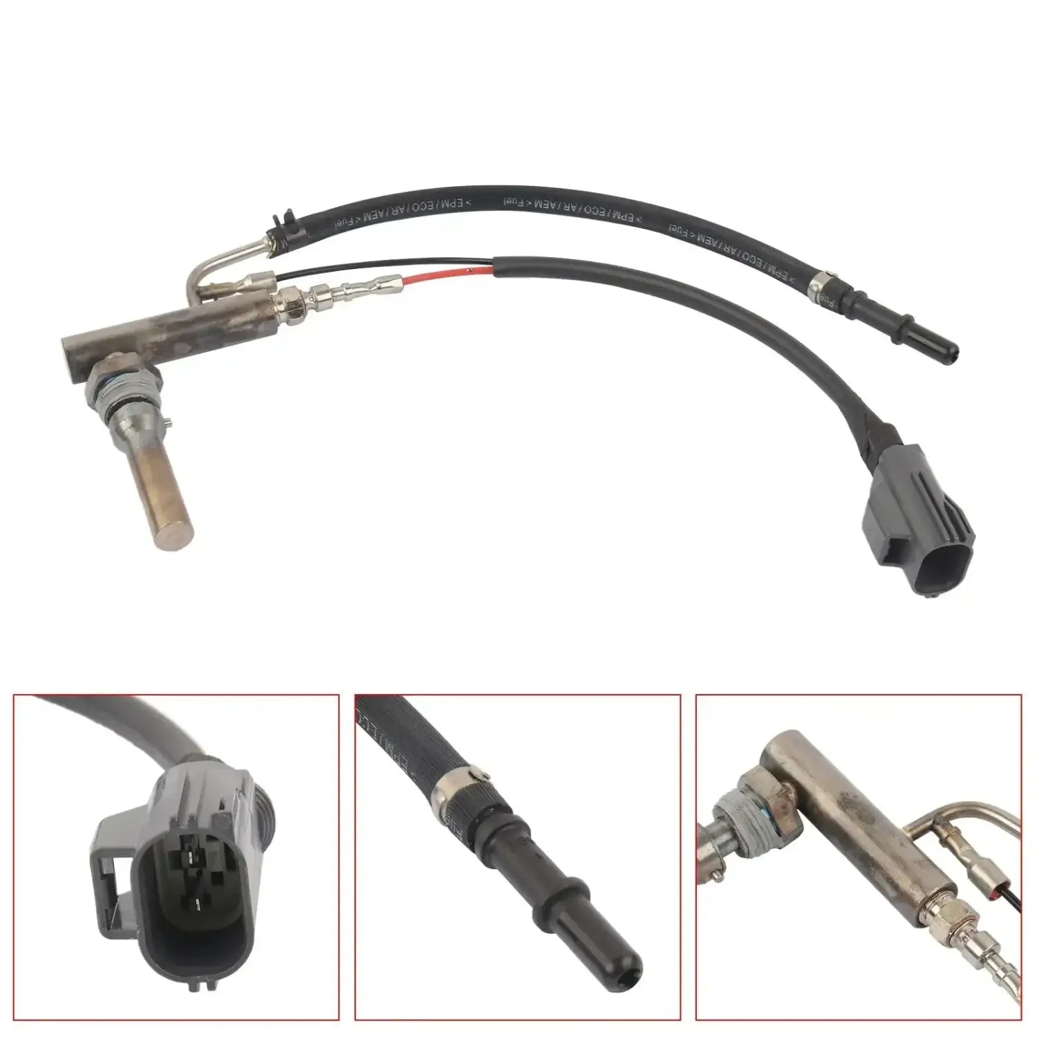 Czarny gumowany kabel czujnika z metalową obudową i szarą złączką do ford kuga mk2 cv619t540ab
