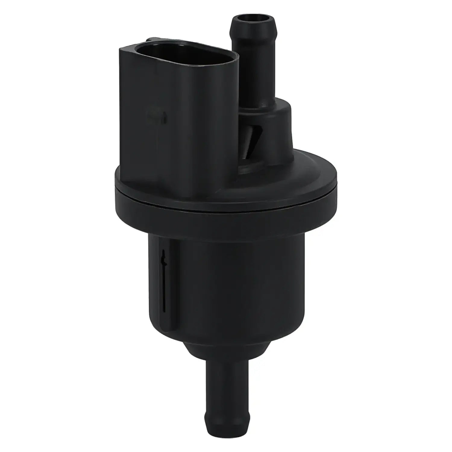 Czarny plastikowy solenoidowy odmy paliwa do octavia rapid z prostokątnym konektorem i dwoma cylindrycznymi portami