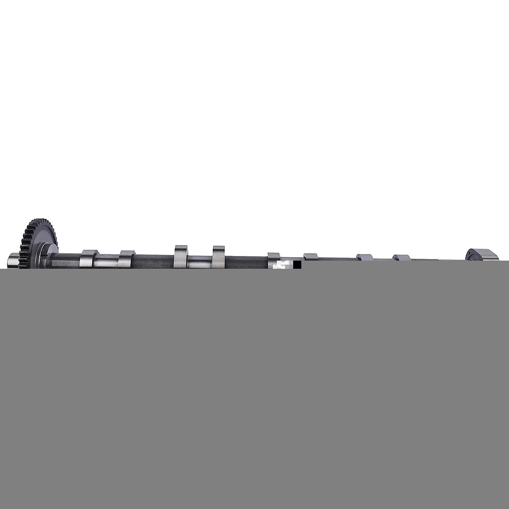Gray metallic camshaft with evenly spaced lobes and gear ends for passat jetta gti 06h109022bb