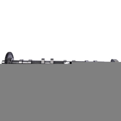 Gray metallic camshaft with evenly spaced lobes and gear ends for passat jetta gti 06h109022bb