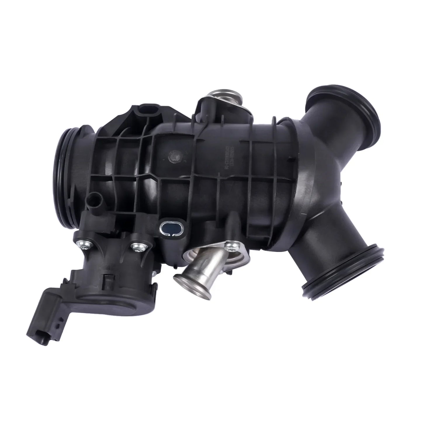 Black plastic air intake system with metallic silver fittings and ribbed design for land rover jaguar c2c41934