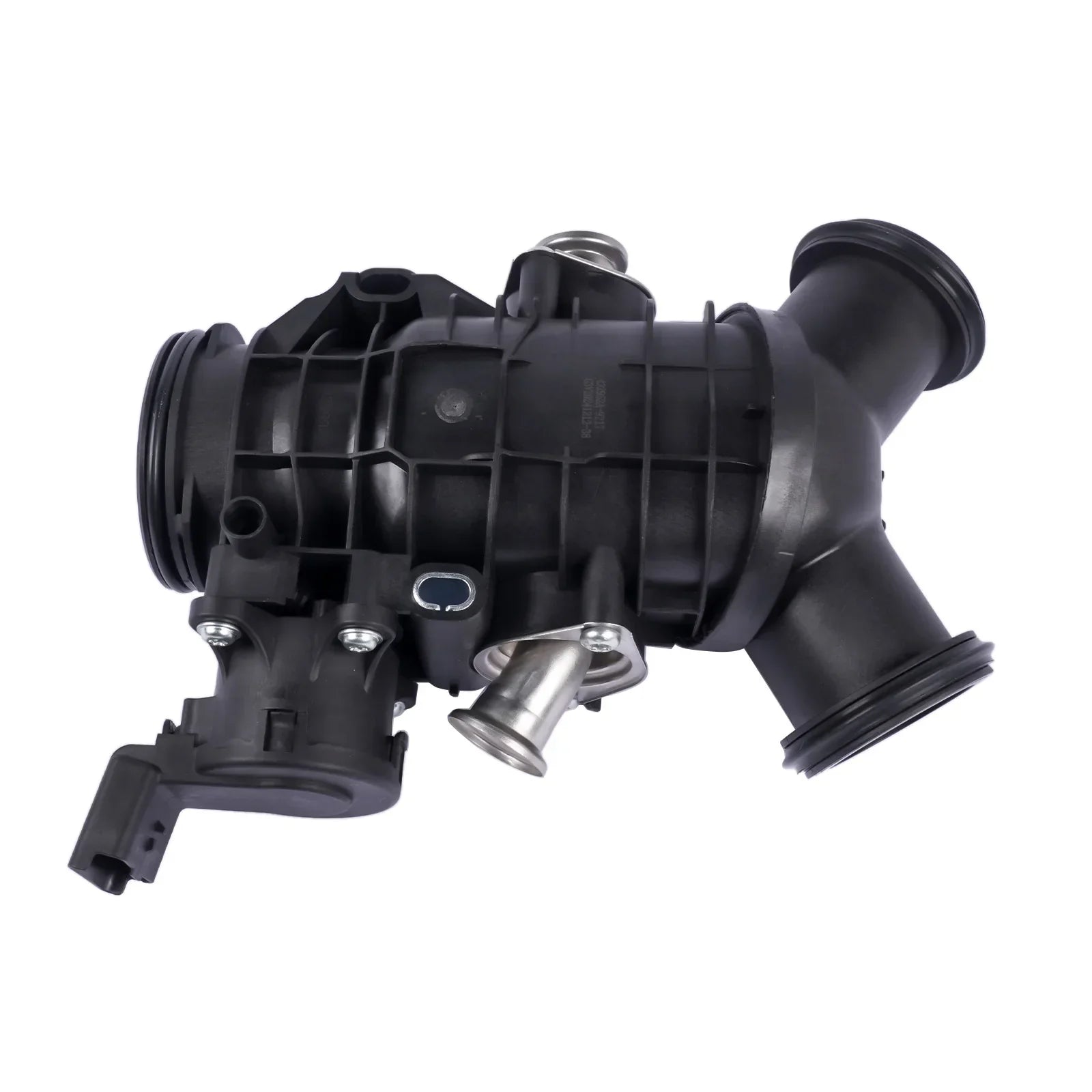 Black plastic air intake system with metallic silver fittings and ribbed design for land rover jaguar c2c41934