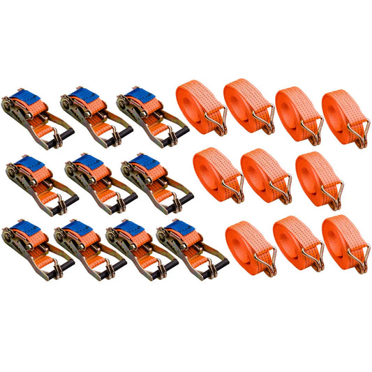 Komplektā 10 transportēšanas lentes 5 m × 50 mm, 4 t, ar āķiem