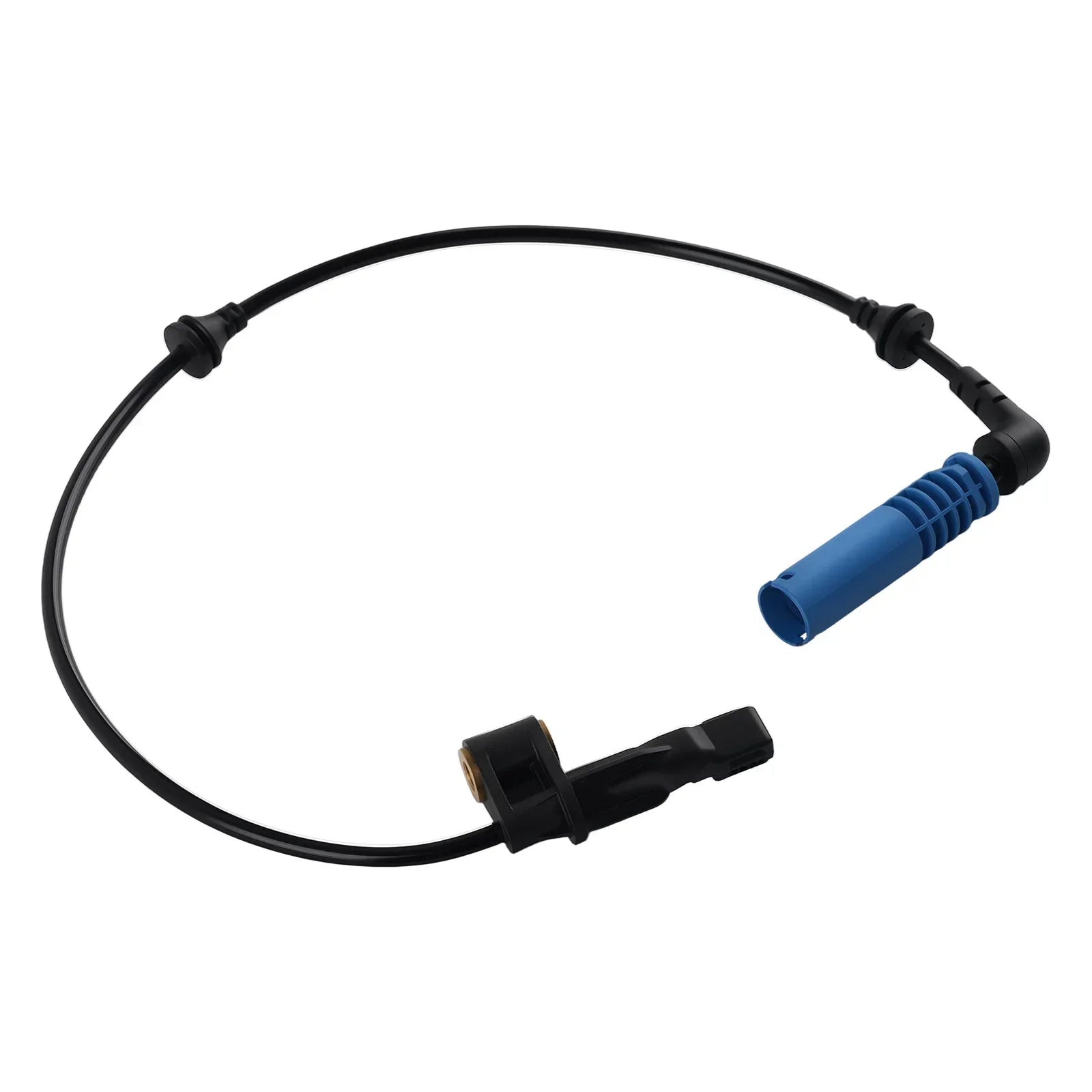 Czarny gumowany kabel czujników abs prędkości koła z niebieskim ryflowanym konektorem do bmw 2002-2004